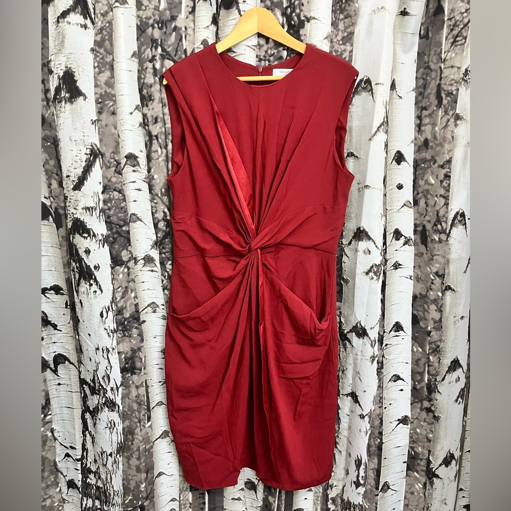 Red Sleeveless Dress with Knotted Front Detail